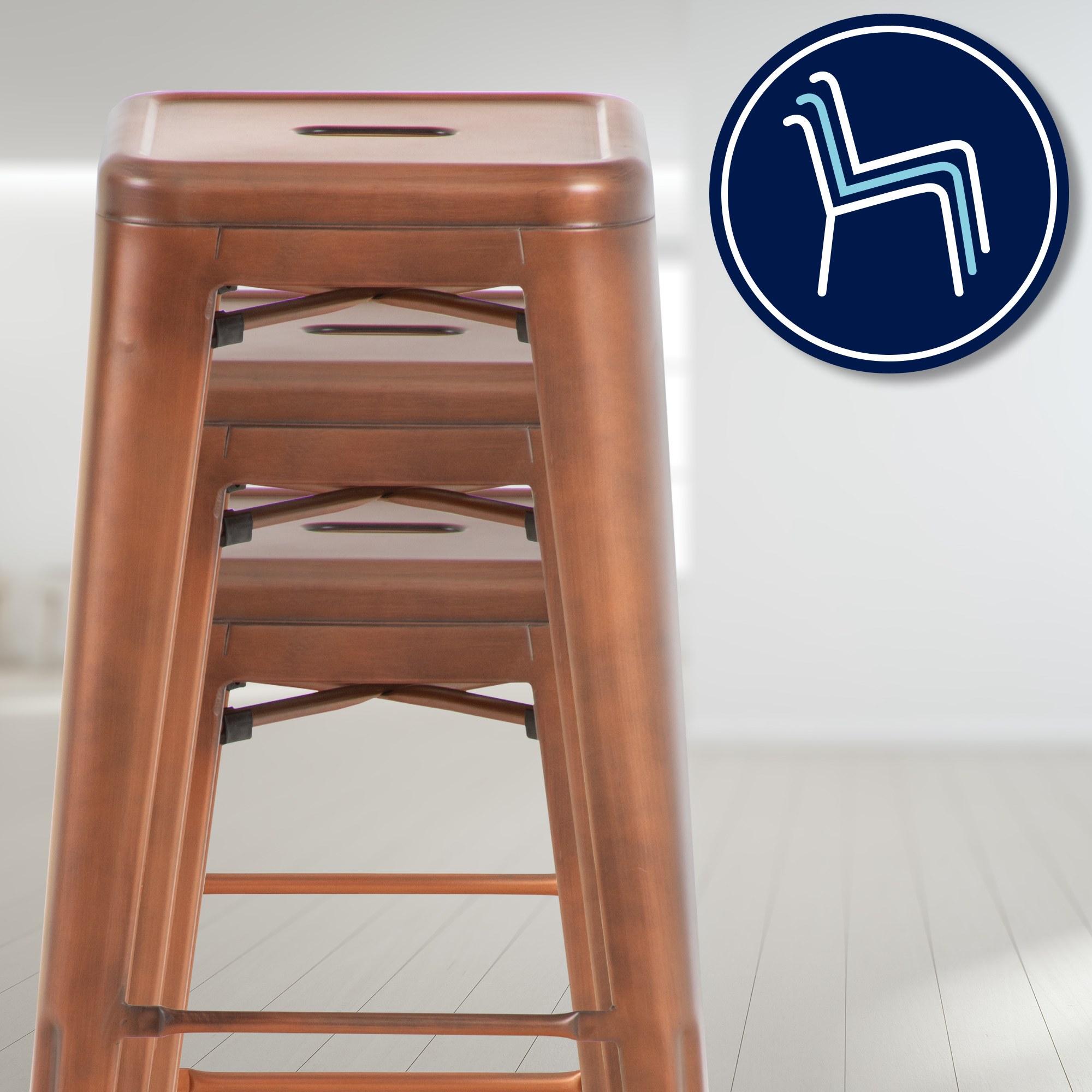 2er Set Barhocker Joshua, kupfer