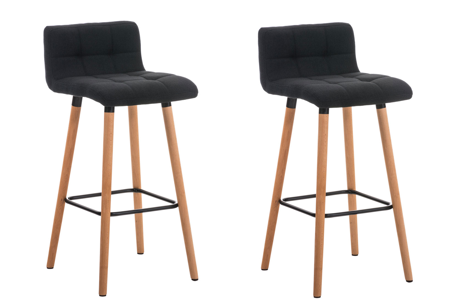 2er Set Barhocker Lincoln Stoff natura, schwarz