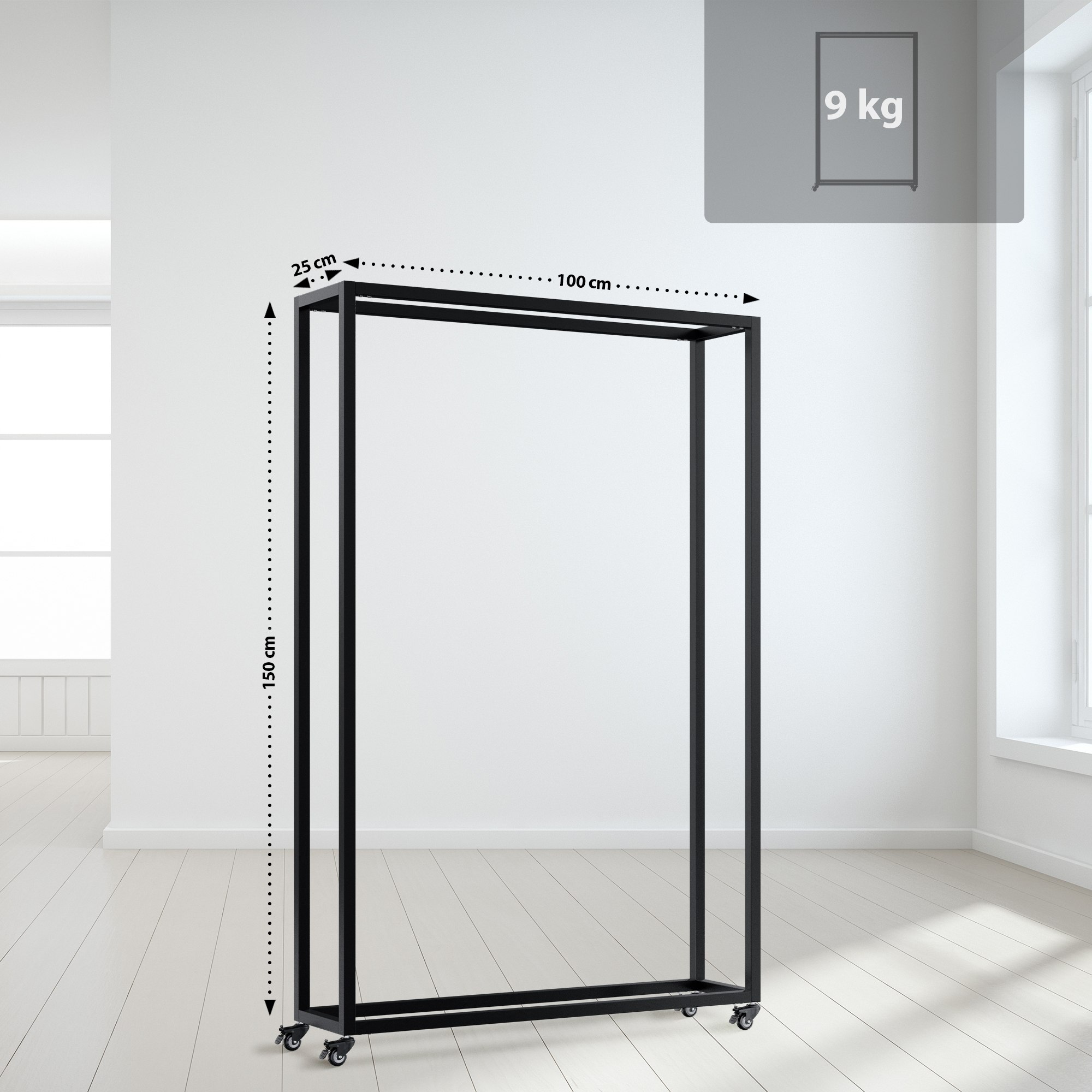 Kaminholzständer Hilta 25x100x150 cm, schwarz