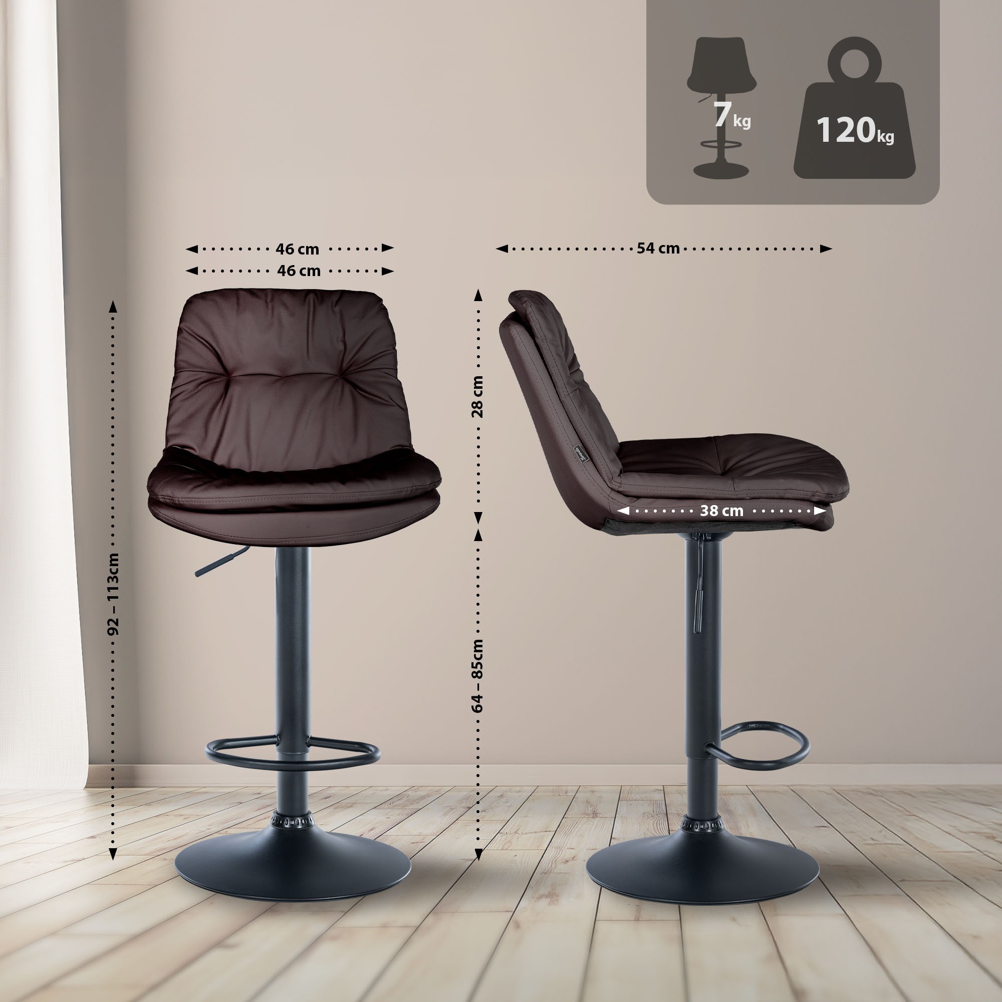 Barhocker Laurel Kunstleder schwarz, braun