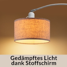 Design Bogenlampe Grau Leinen 150-175cm verstellbar