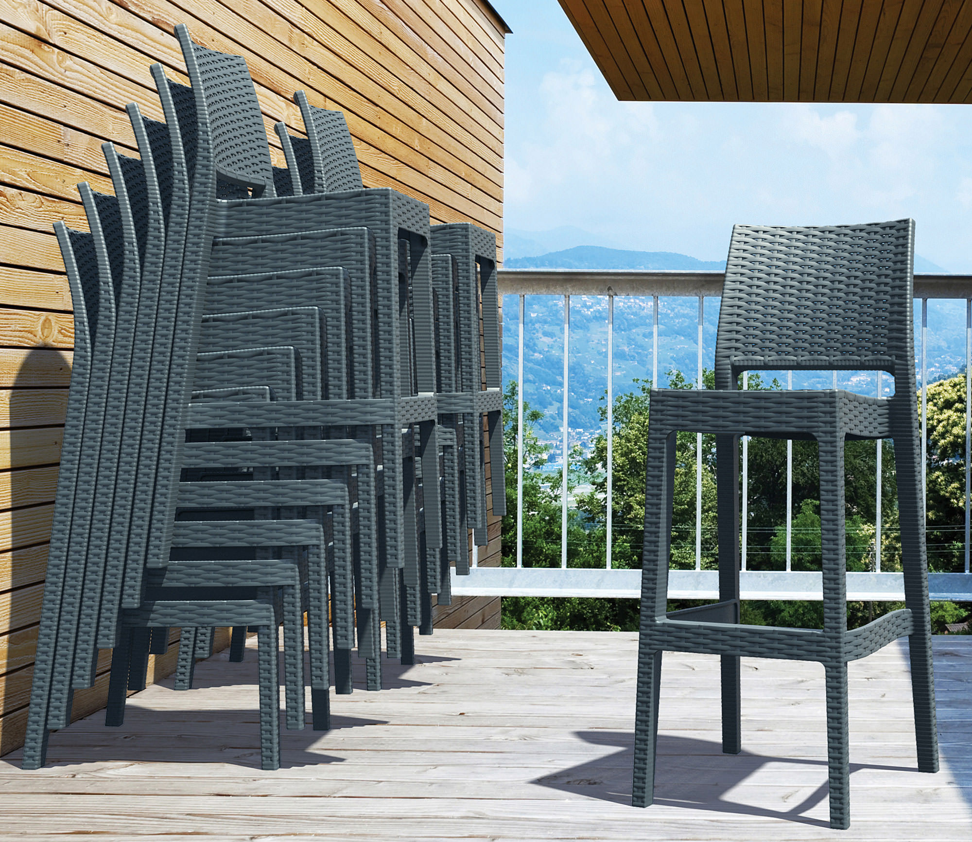 4er Set Barhocker Jamaica, dunkelgrau