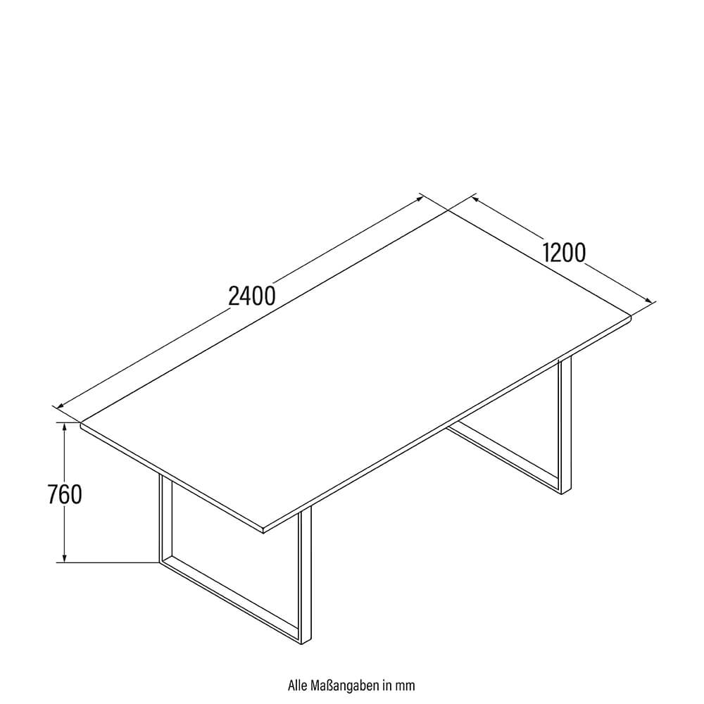 Esstisch Eckig AVENCIA inkl. U-Fuß - 240 x 120 cm Light Oak
