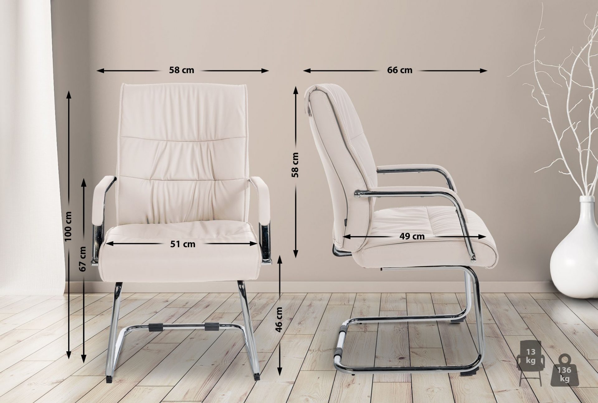 Besucherstuhl Sievert, creme