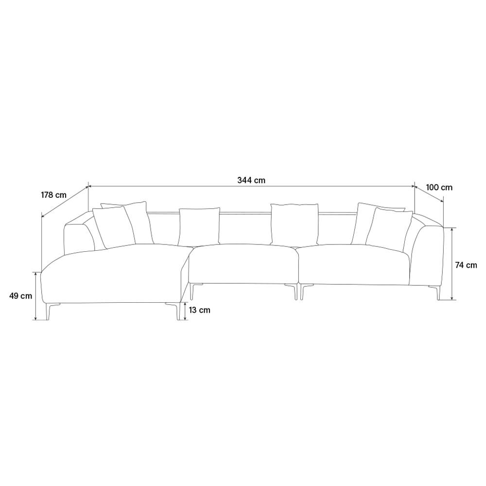 Ecksofa TORINO - 344 x 178 cm Beige Links