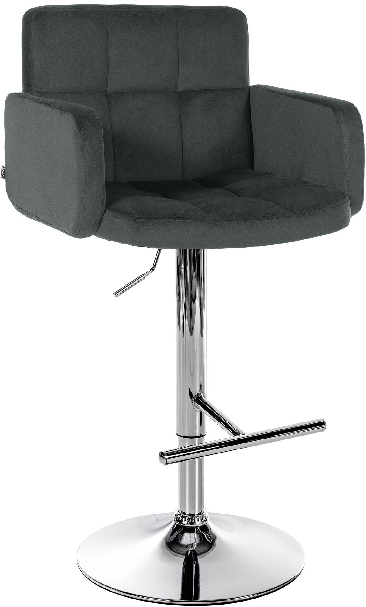 Barhocker Los Angeles Samt chrom, dunkelgrau