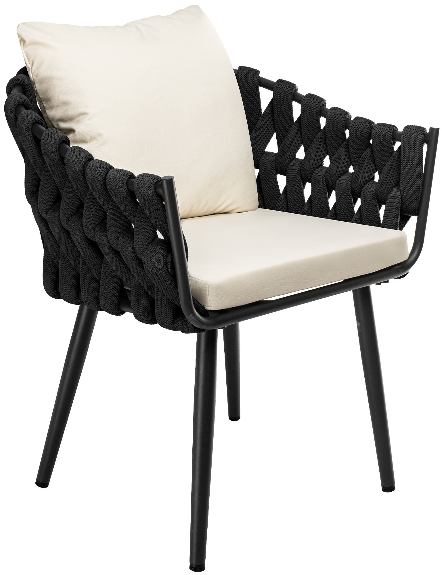 Gartenstuhl Naxos Anthrazit mit Sitzkissen, creme