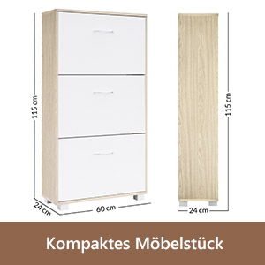 Schuhschrank Eiche/Weiß 115x60x24cm
