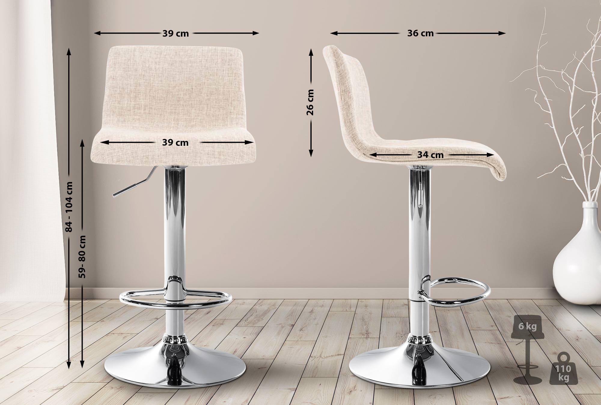 Barhocker Hoover Stoff C, creme