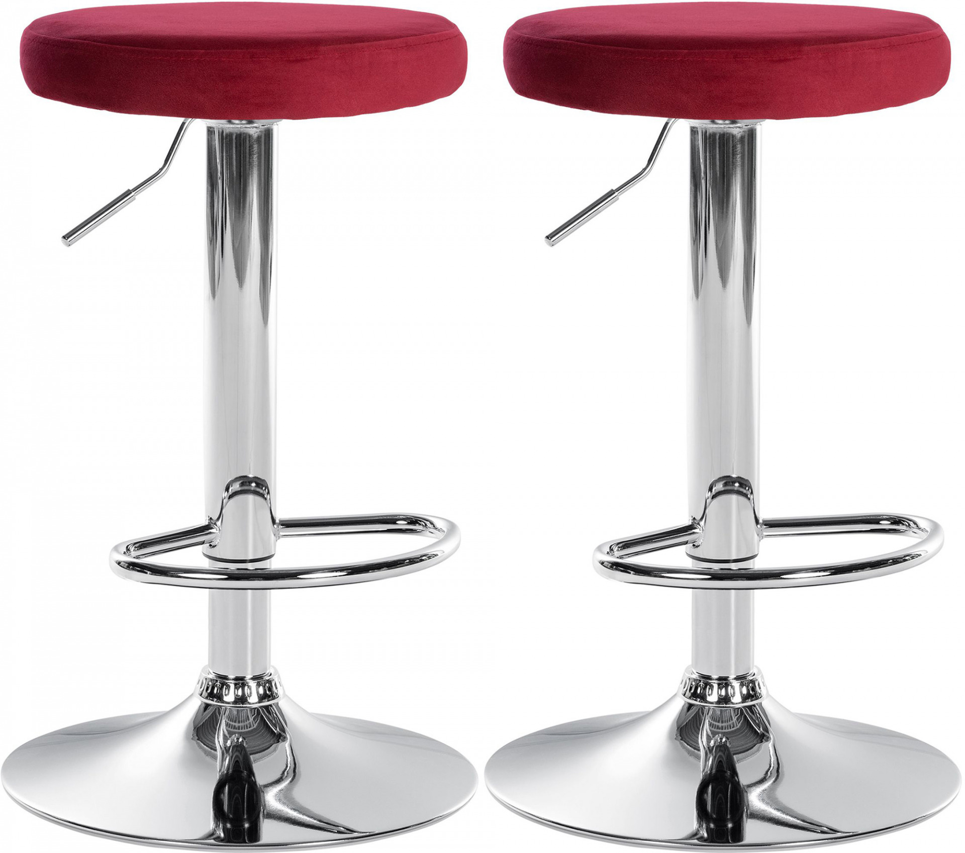 2er Set Barhocker Ponte Samt chrom, rot