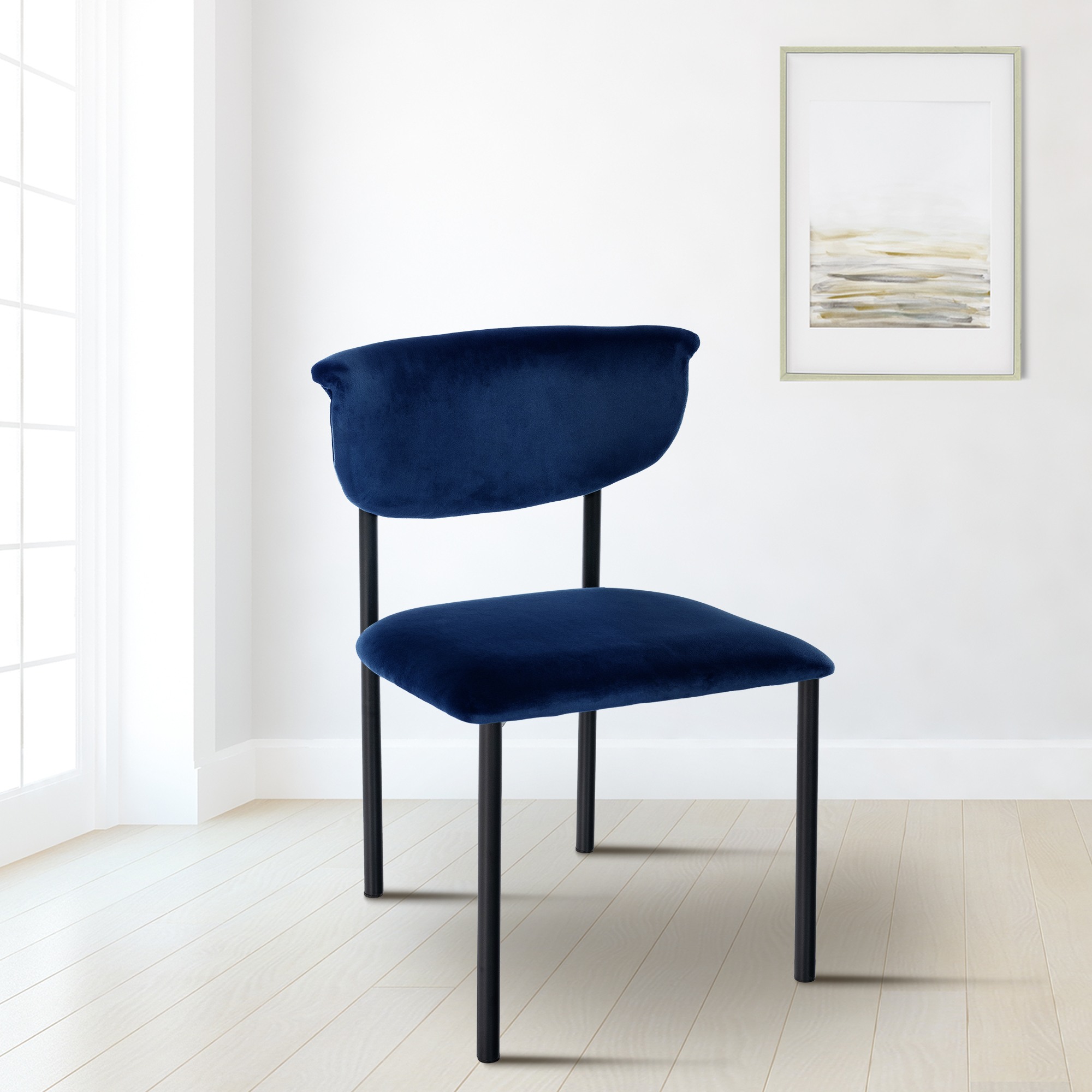 2er Set Besucherstuhl Gambell Samt, dunkelblau