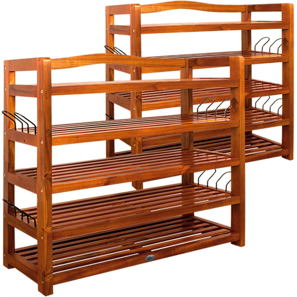 Schuhregal 2er-Set Akazienholz 82x95x26cm