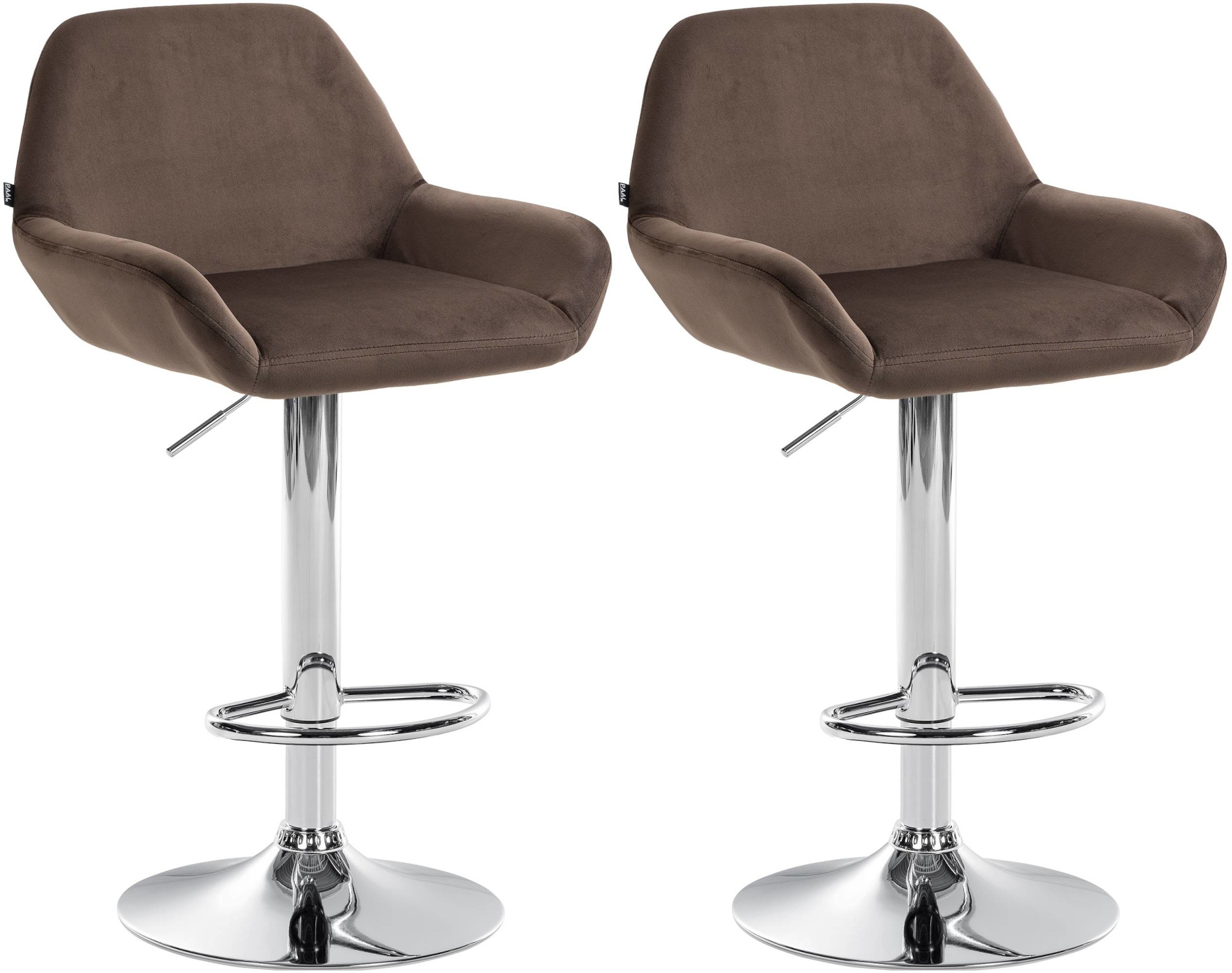2er Set Barhocker Braga Samt chrom, braun