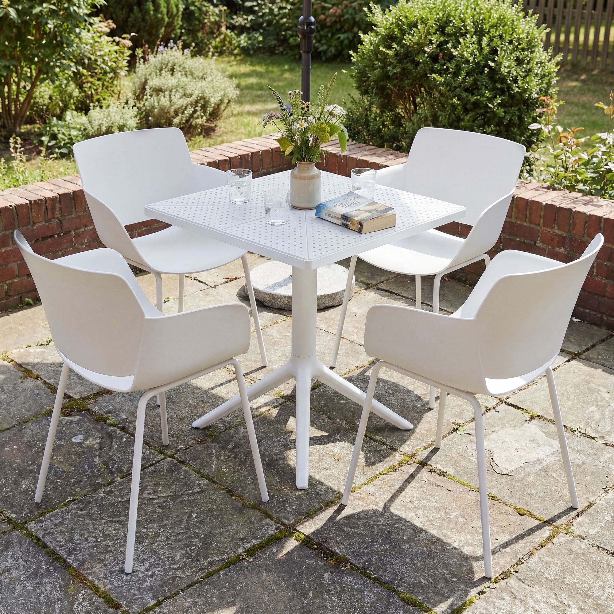 Gartenmöbel-Set Norva mit 4 Stühlen, weiß