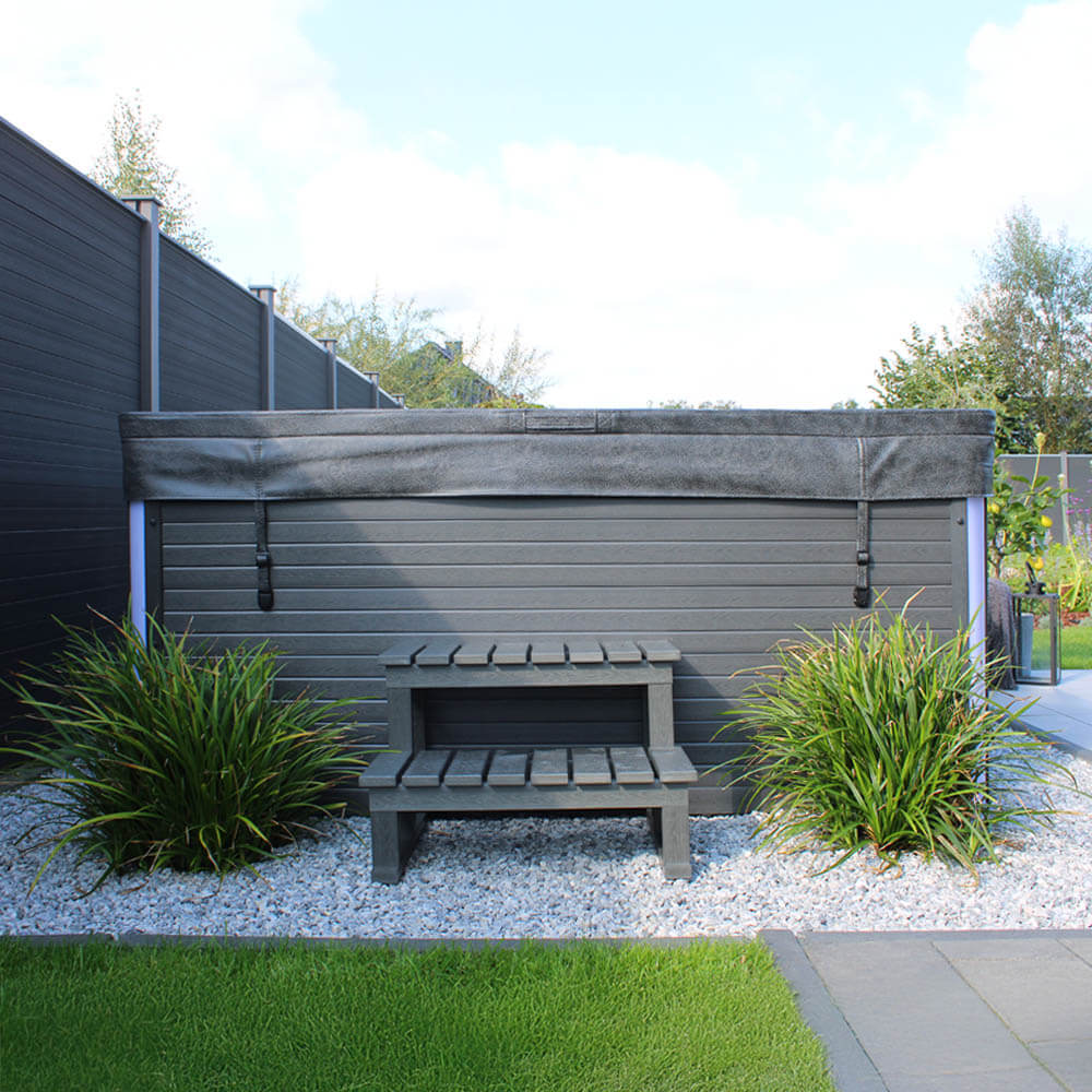 Outdoor Whirlpool mit Treppe und Thermoabdeckung STREAM BIG - 207 x 207 cm für 5 Personen