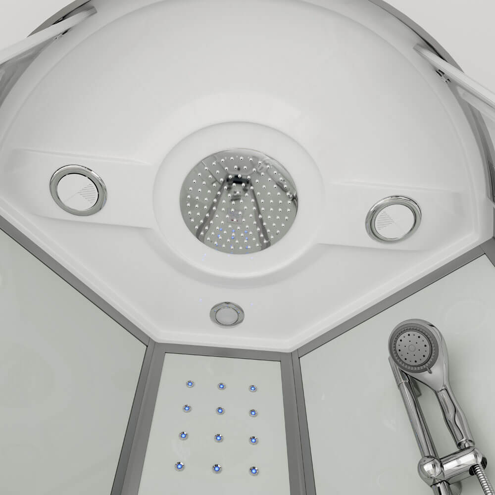 Duschkabine mit Wasserfall und Rückenmassage WHITE PEARL - 90 x 90 cm