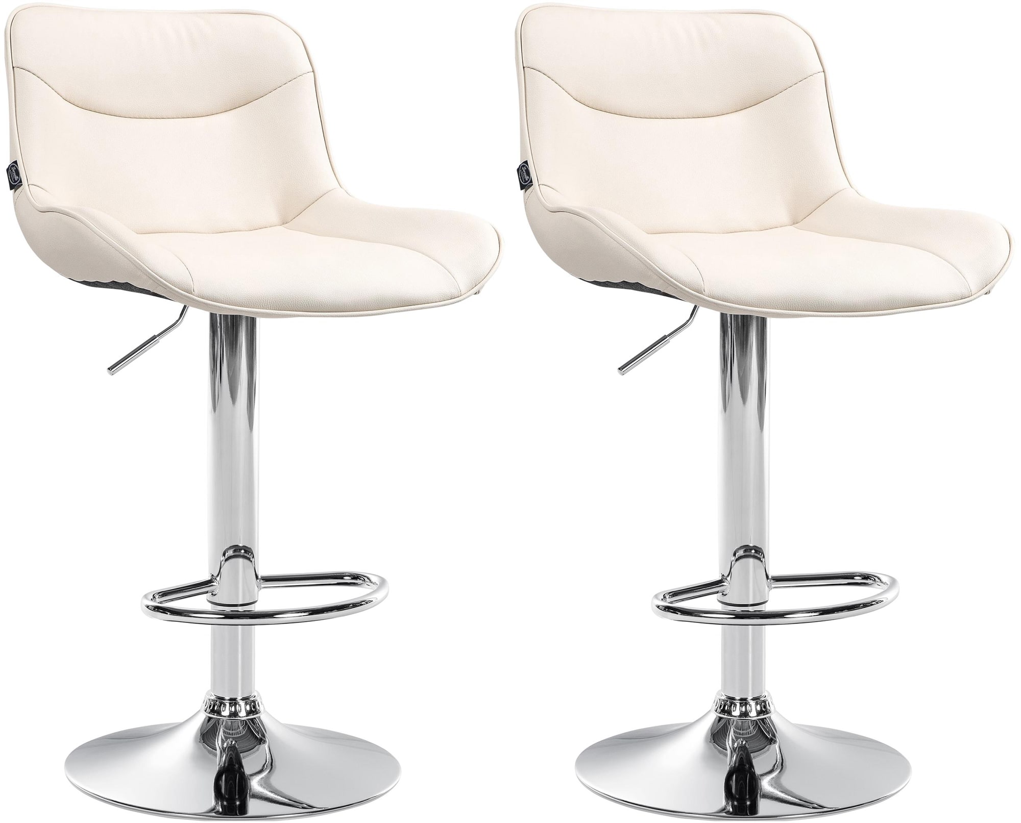 2er Set Barhocker Vonore Kunstleder chrom, creme