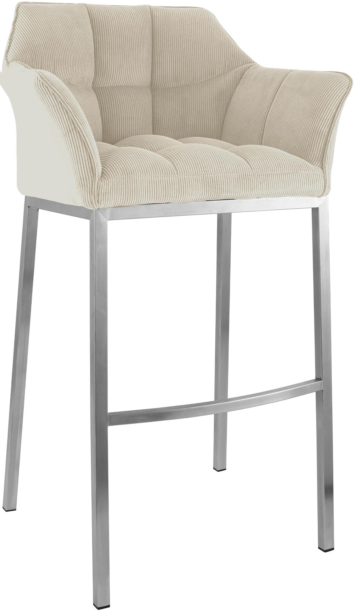 Barhocker Damaso E Cord mit 4-Fuß Gestell, creme