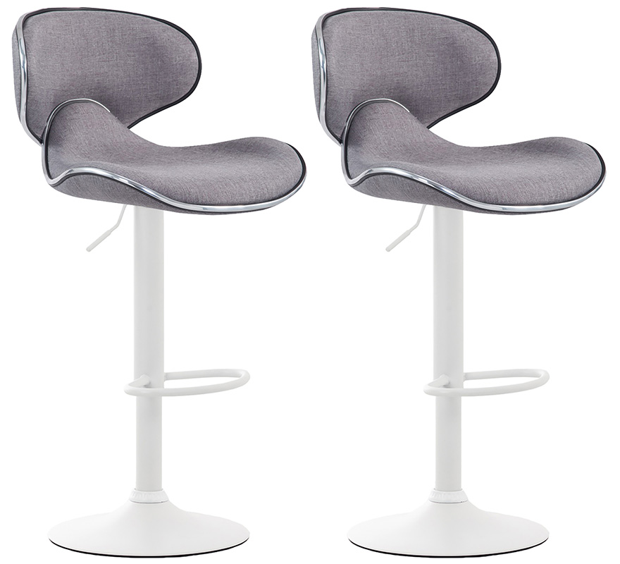 2er Set Barhocker Las Vegas V2 Stoff weiß, hellgrau