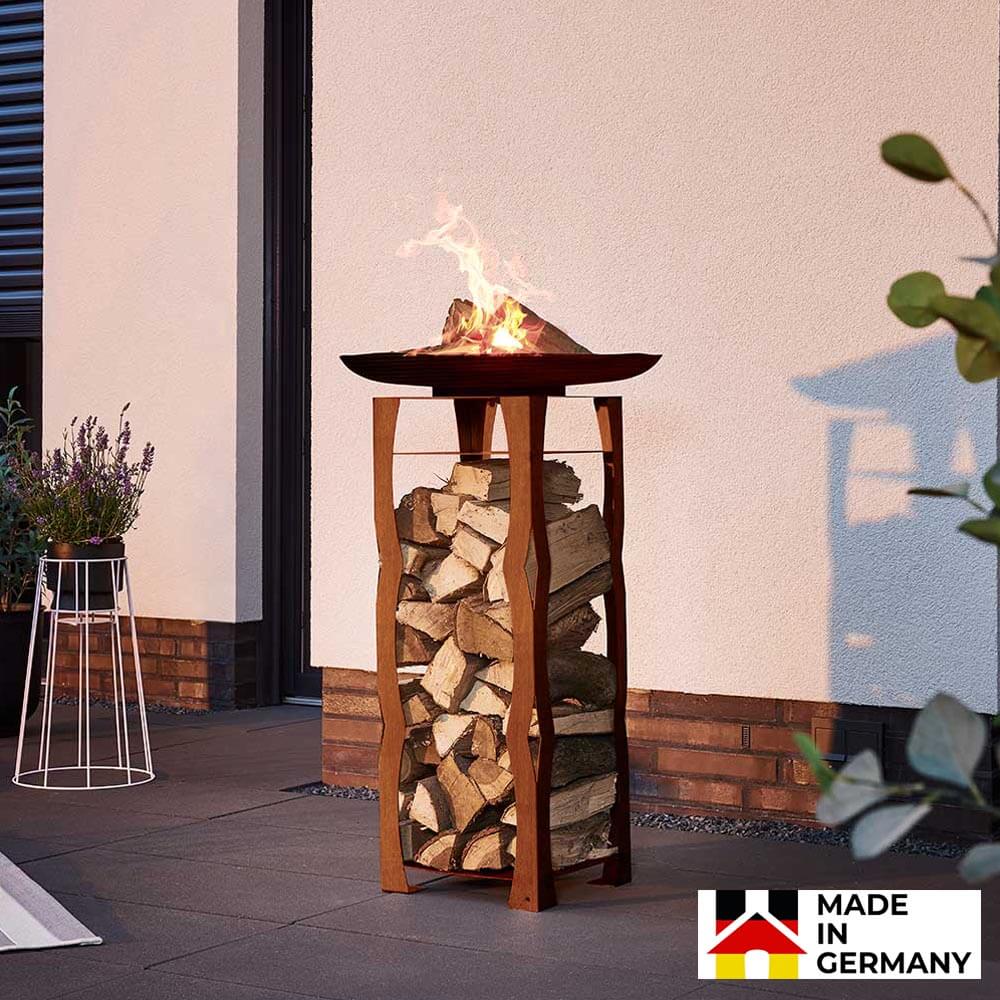 Feuerschale und Holzlager FRANK - Made in Germany