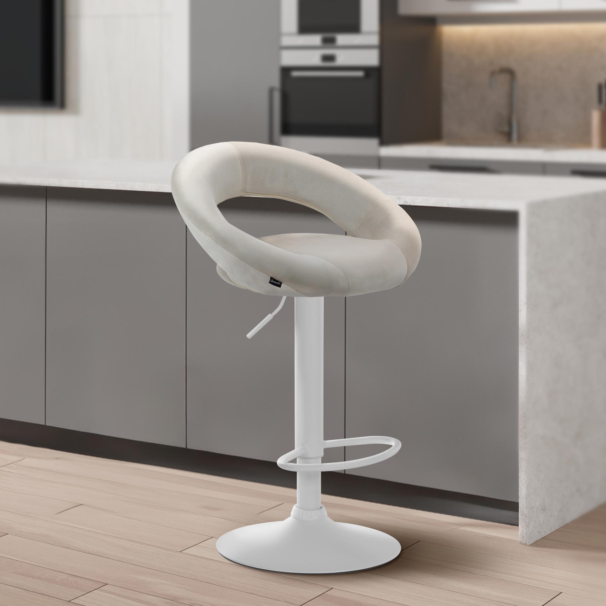Barhocker Olinda Samt weiß, creme