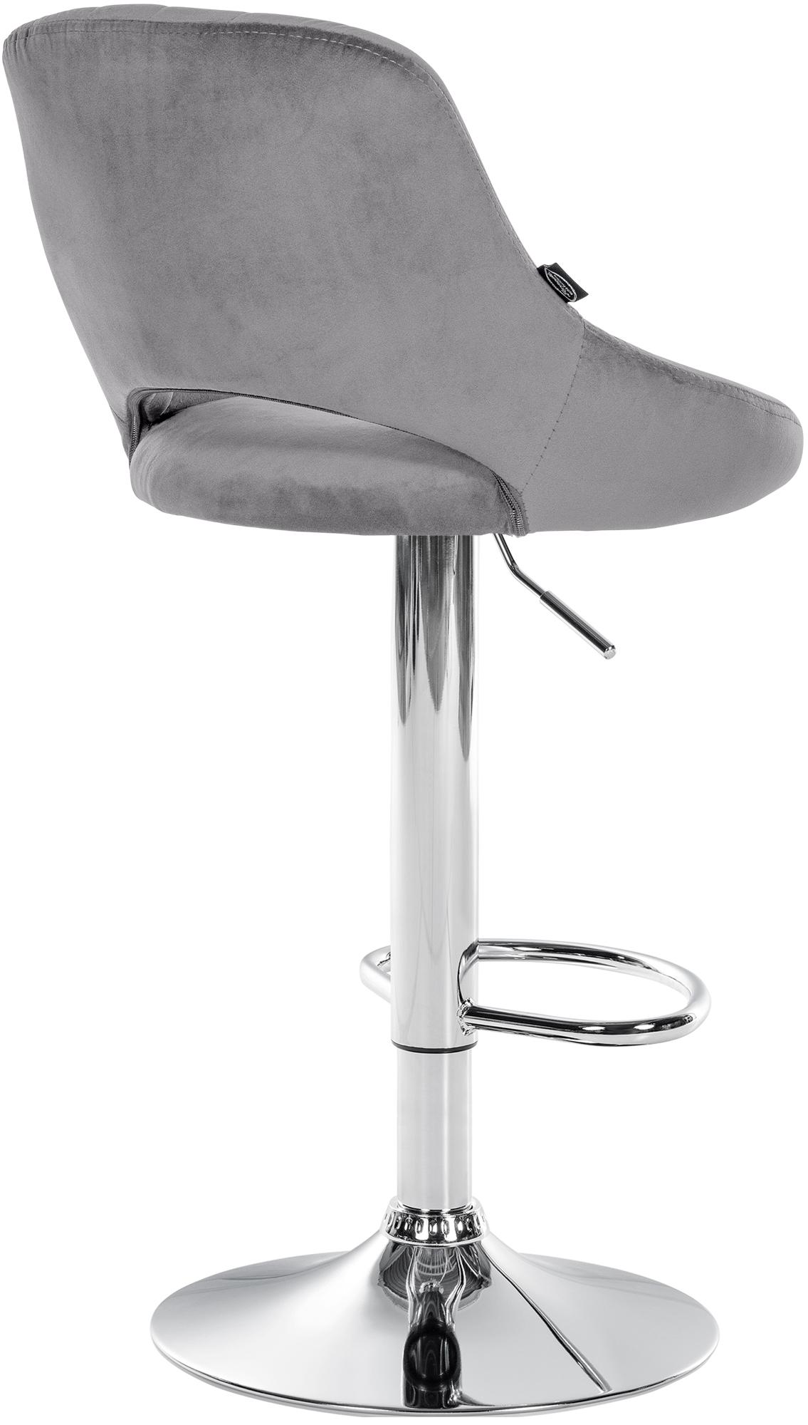 Barhocker Milet Samt chrom, dunkelgrau