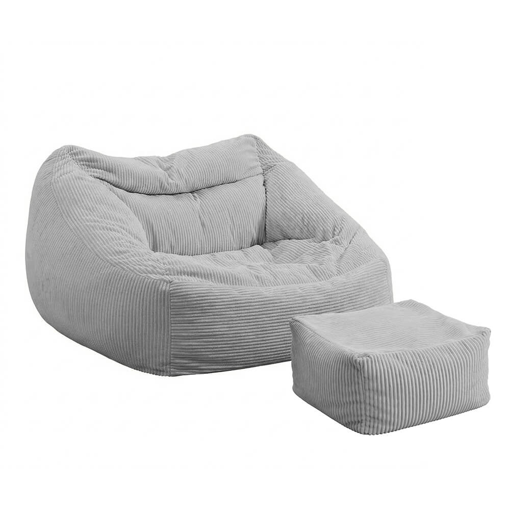 Sitzsack mit Hocker COZY – Hellgrau