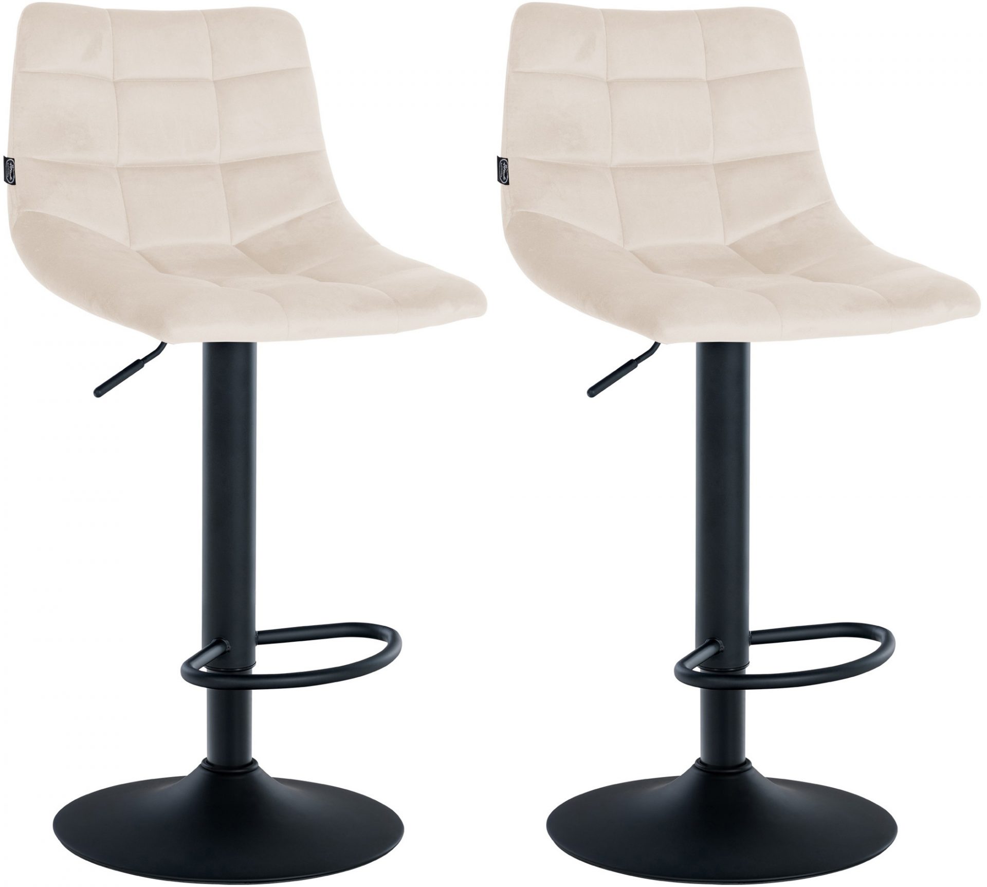 2er Set Barhocker Jerry Samt schwarz, creme