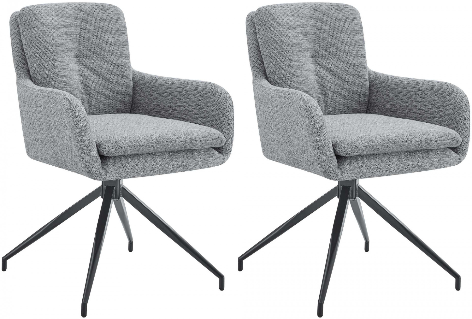 2er Set Esszimmerstuhl Pickett Stoff, grau
