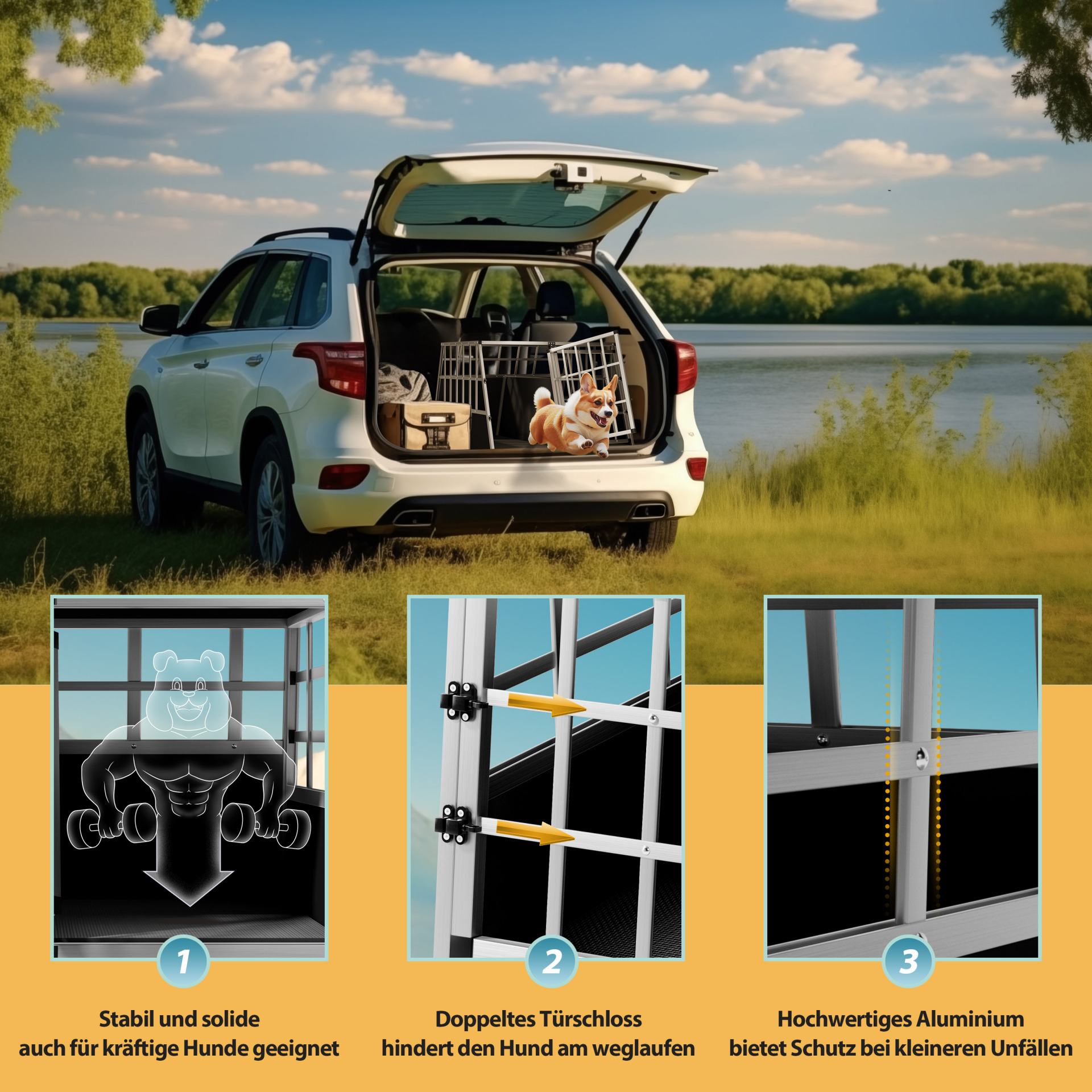 Hundetransportbox XL Alu 89x70x51cm