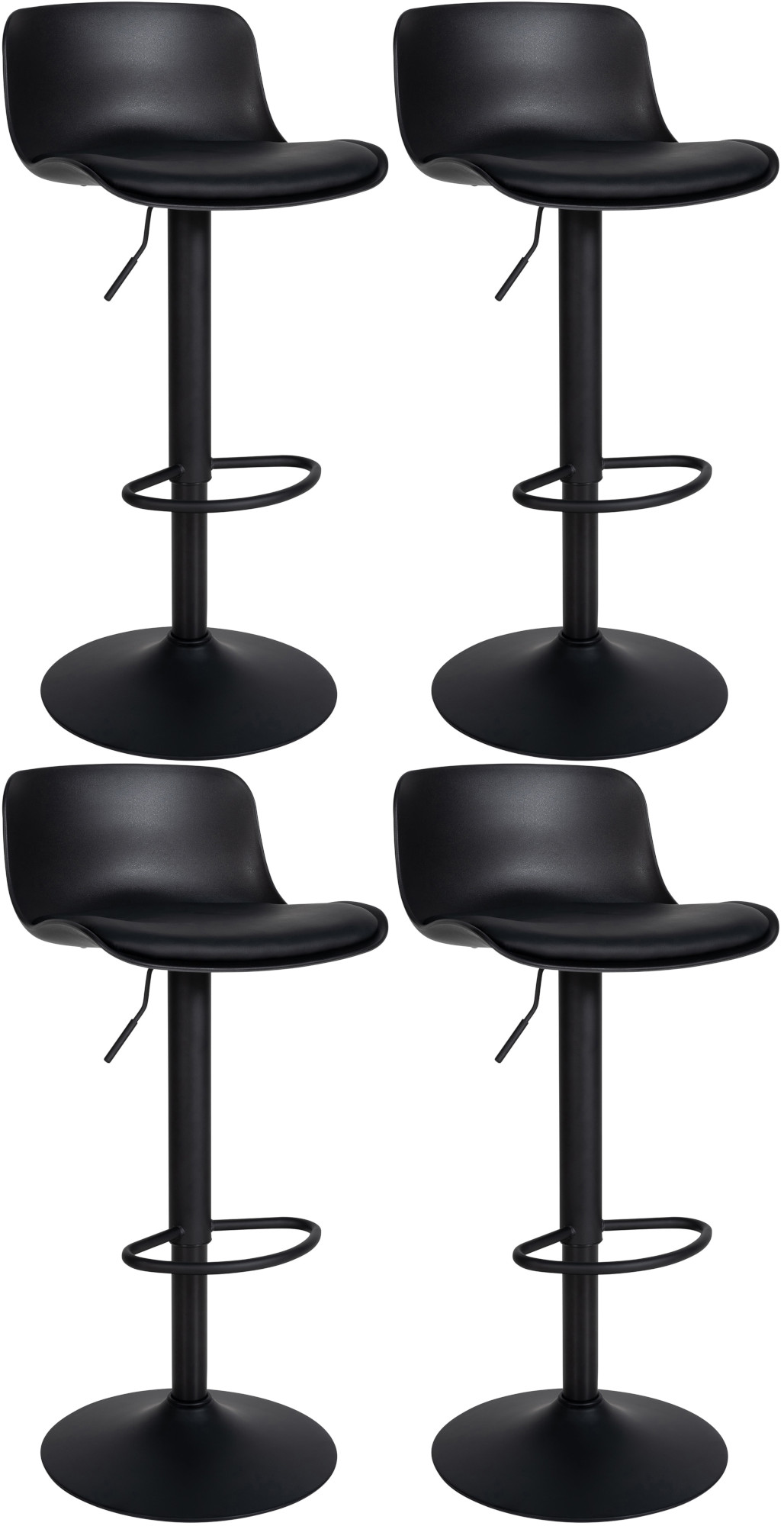 4er Set Barhocker Almada Kunstleder, schwarz