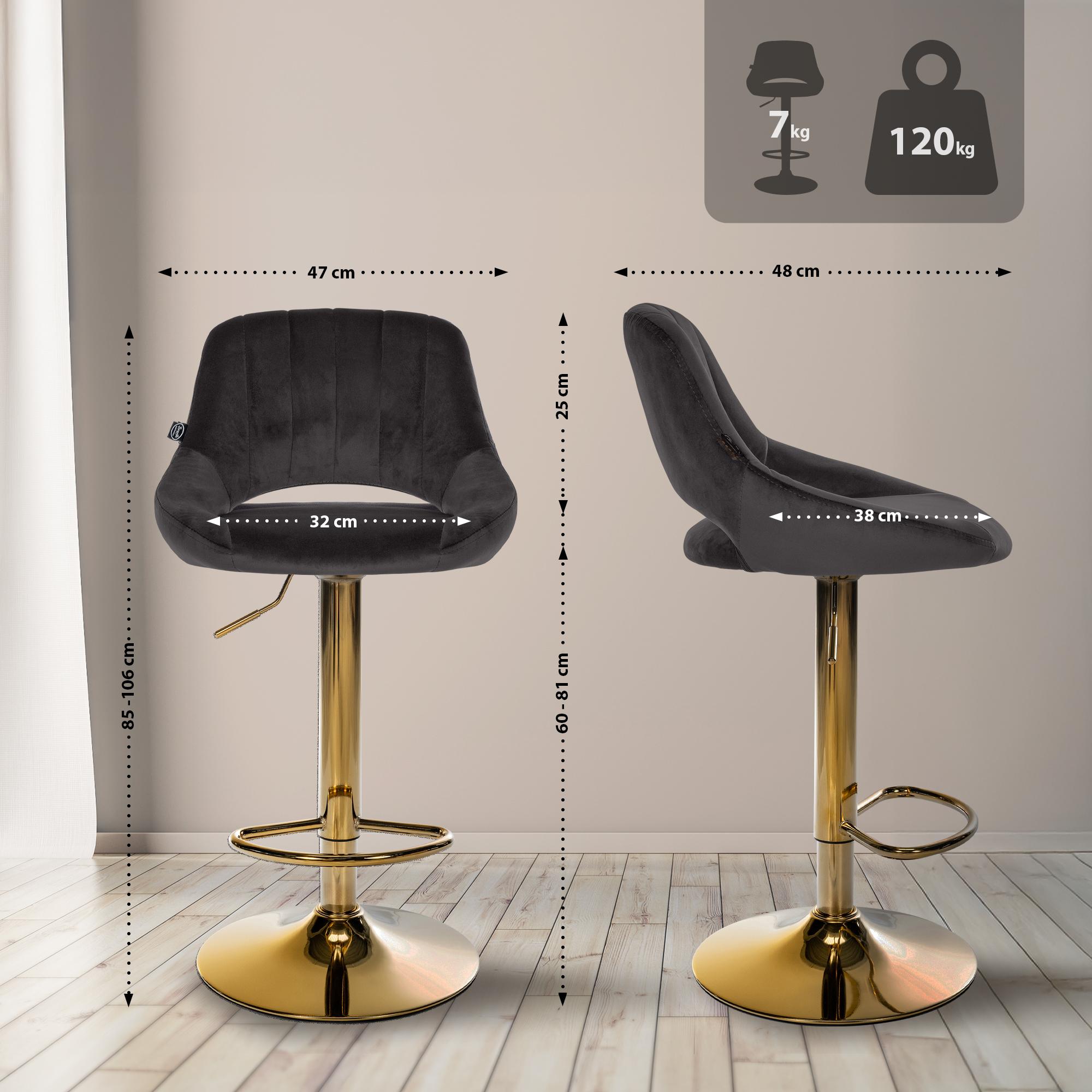 Barhocker Milet Samt gold, schwarz