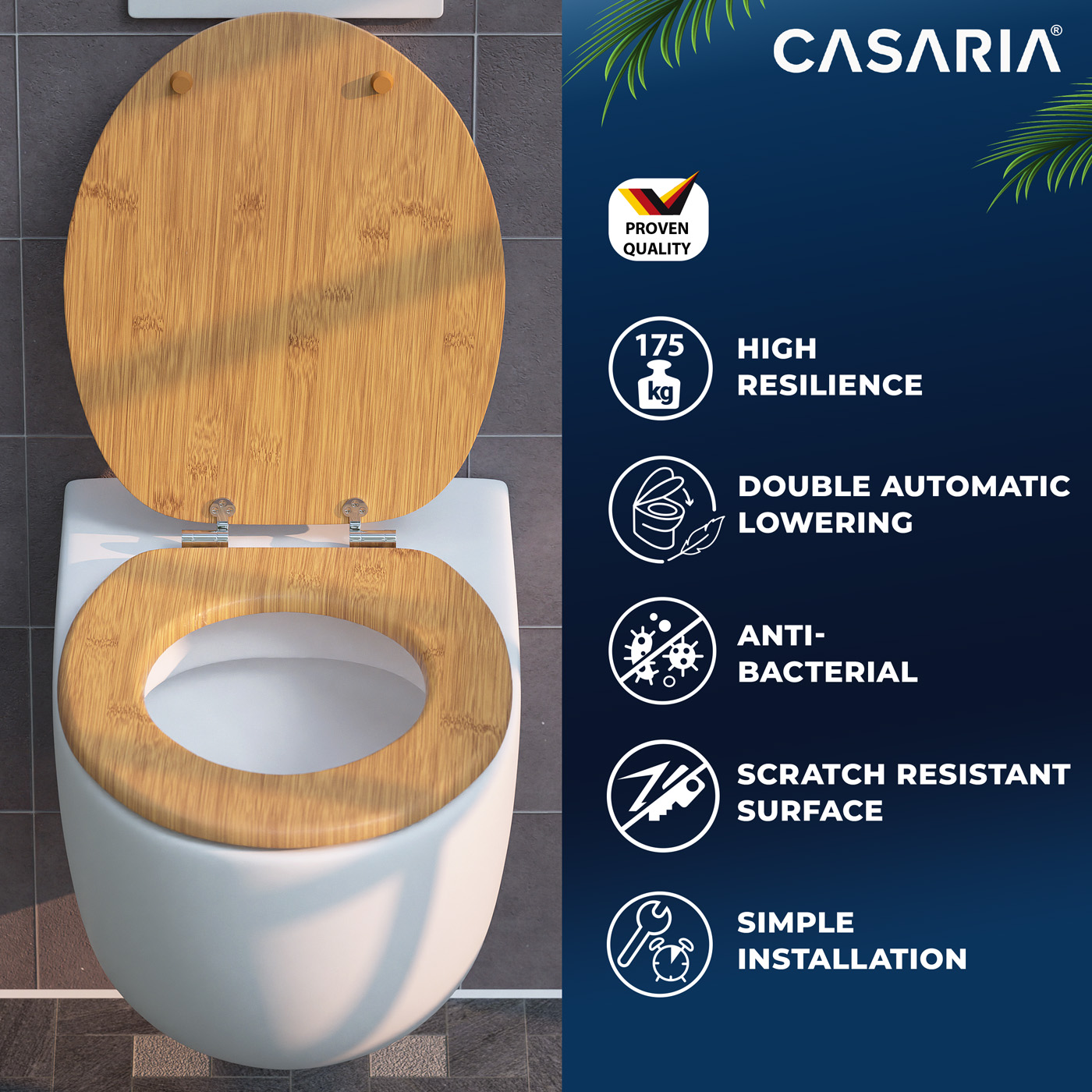 Toilettensitz Bambus mit Absenkautomatik MDF