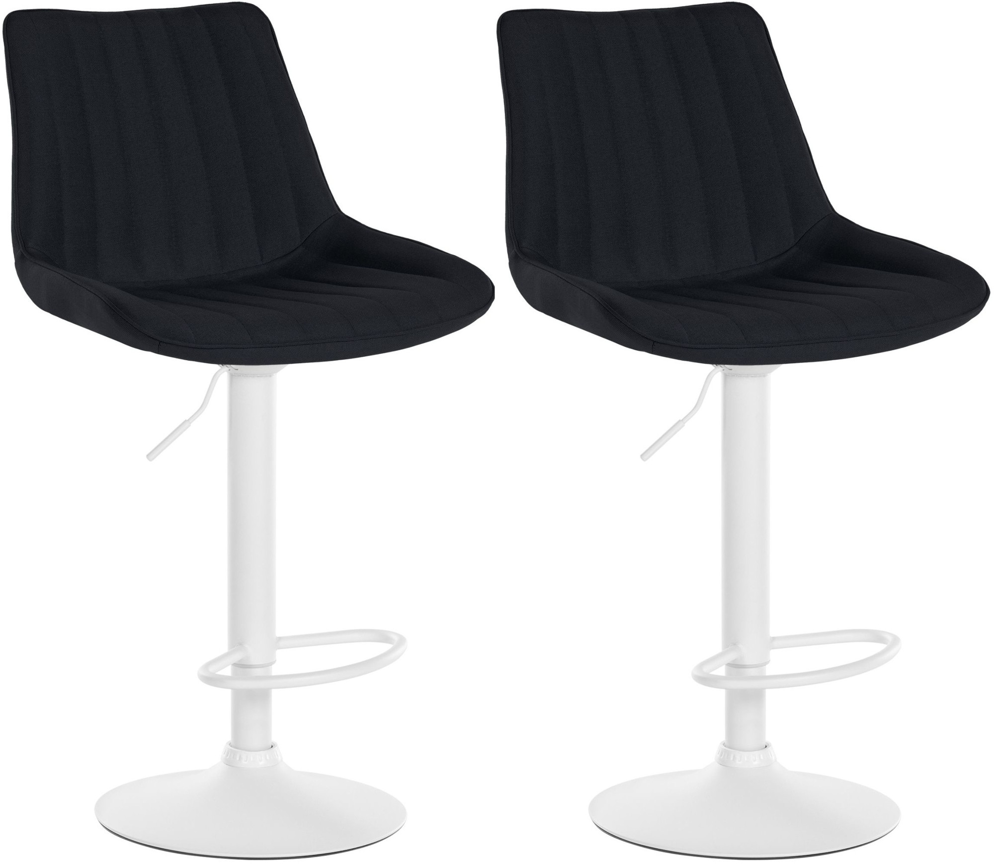 2er Set Barhocker Toni Stoff weiß, schwarz