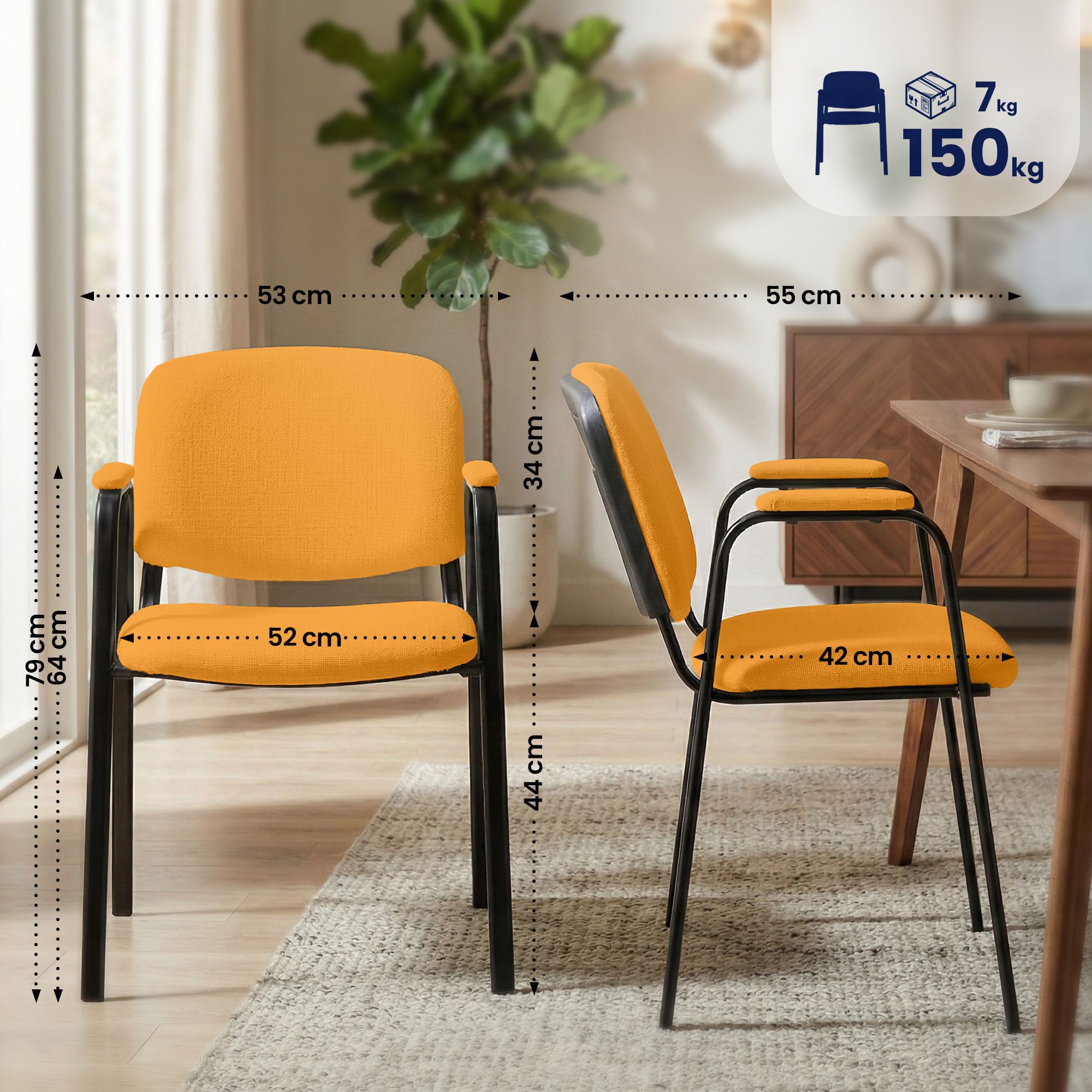 Besucherstuhl Ken PRO Stoff, orange