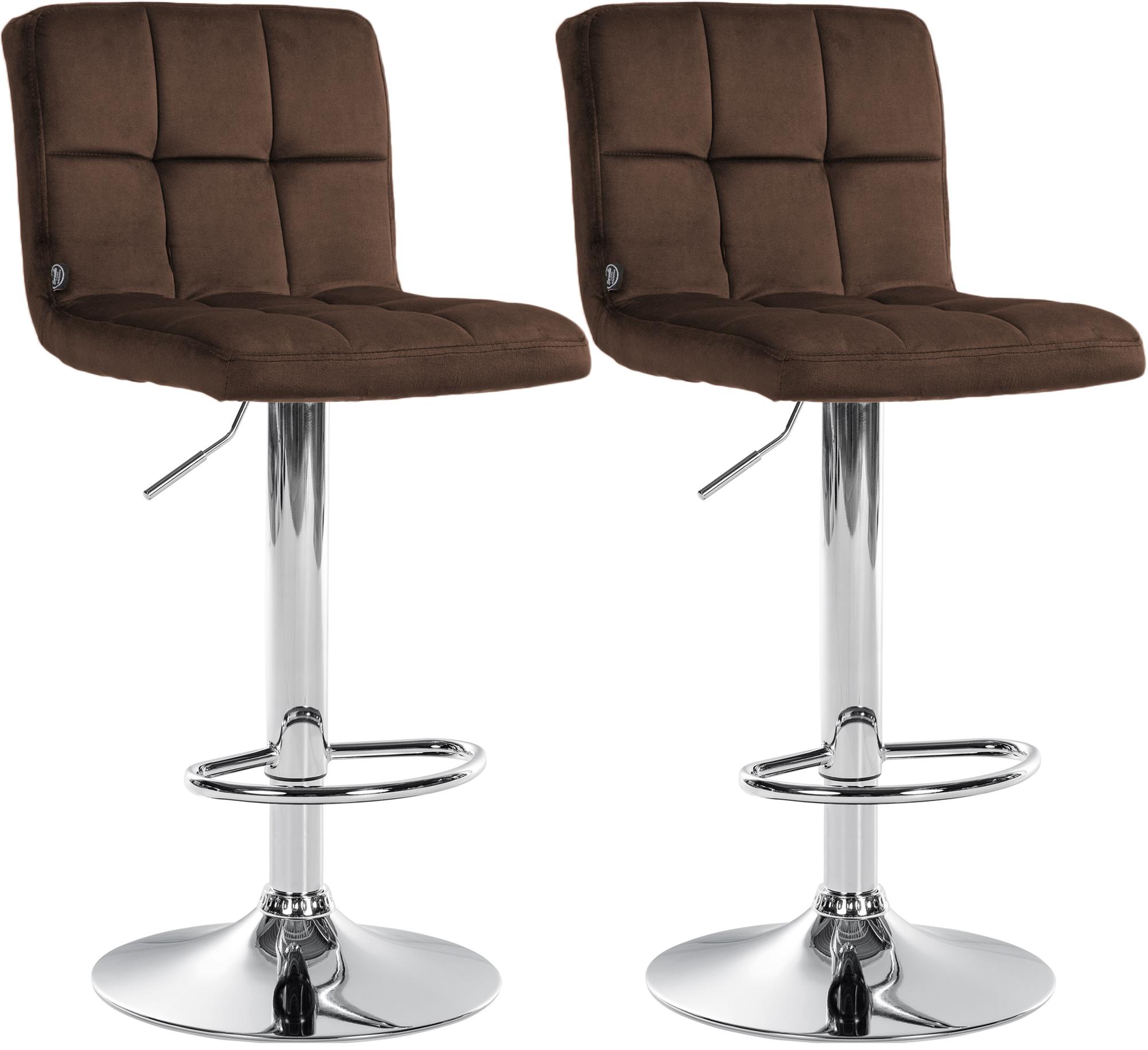 2er Set Barhocker Peru Samt chrom, braun