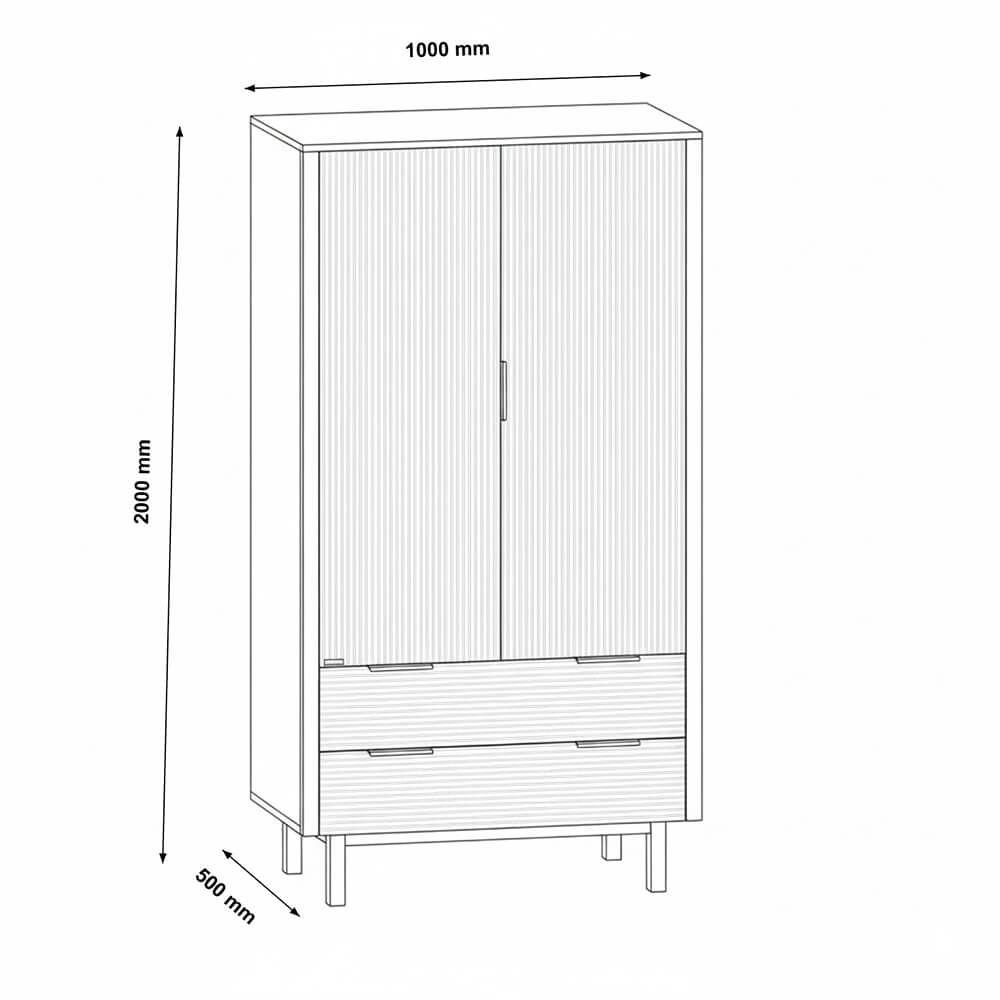 Kleiderschrank COCO – 100 × 200 cm Weiß