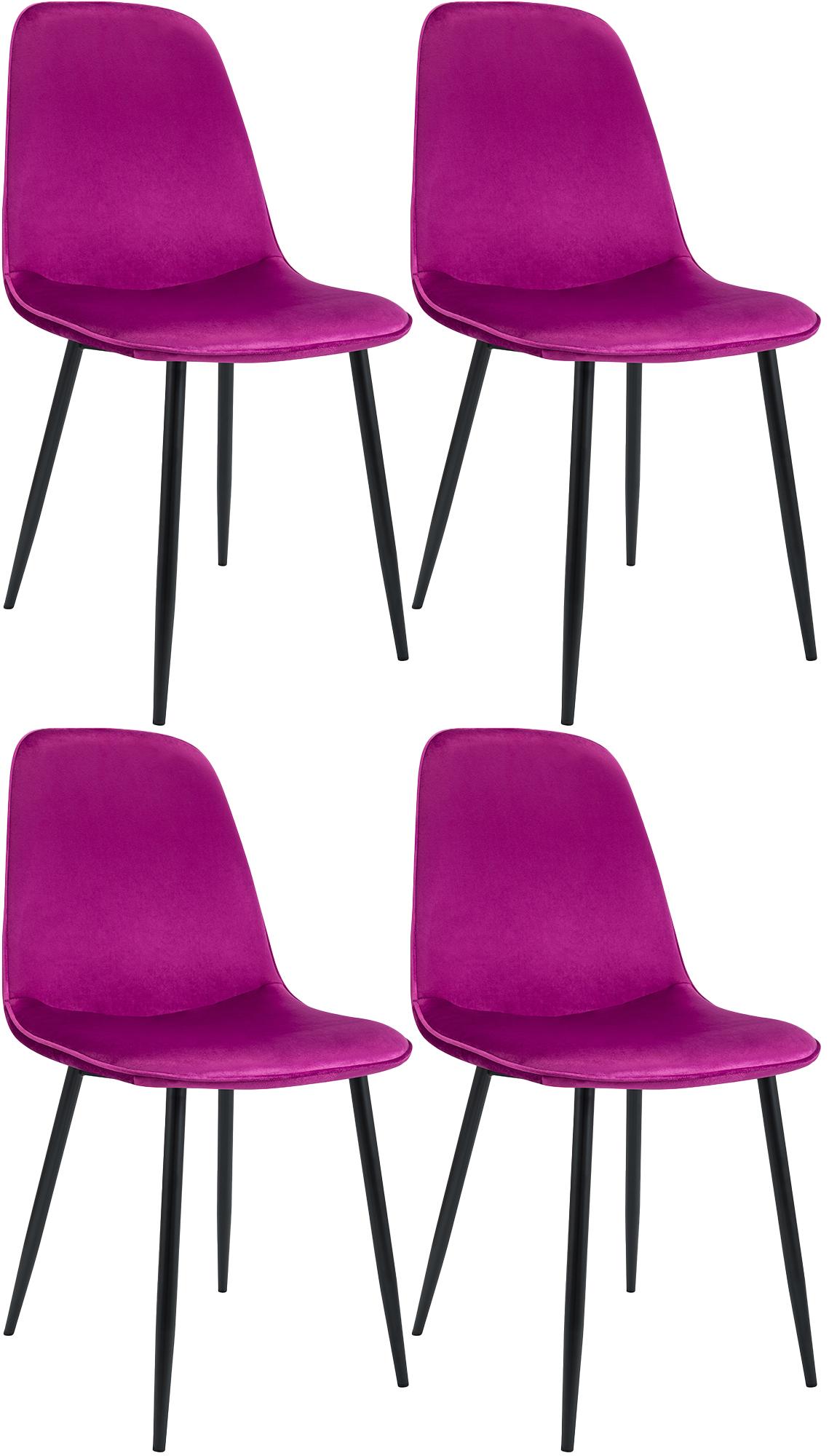 4er Set Esszimmerstuhl Maryam Samt, lila