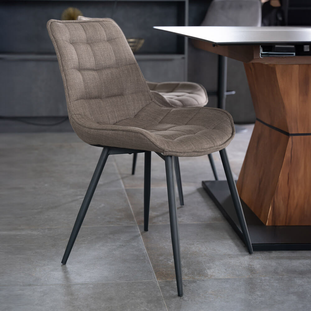 Polsterstuhl Esszimmer Webstoff IKALO – 2er Set Grau/Braun