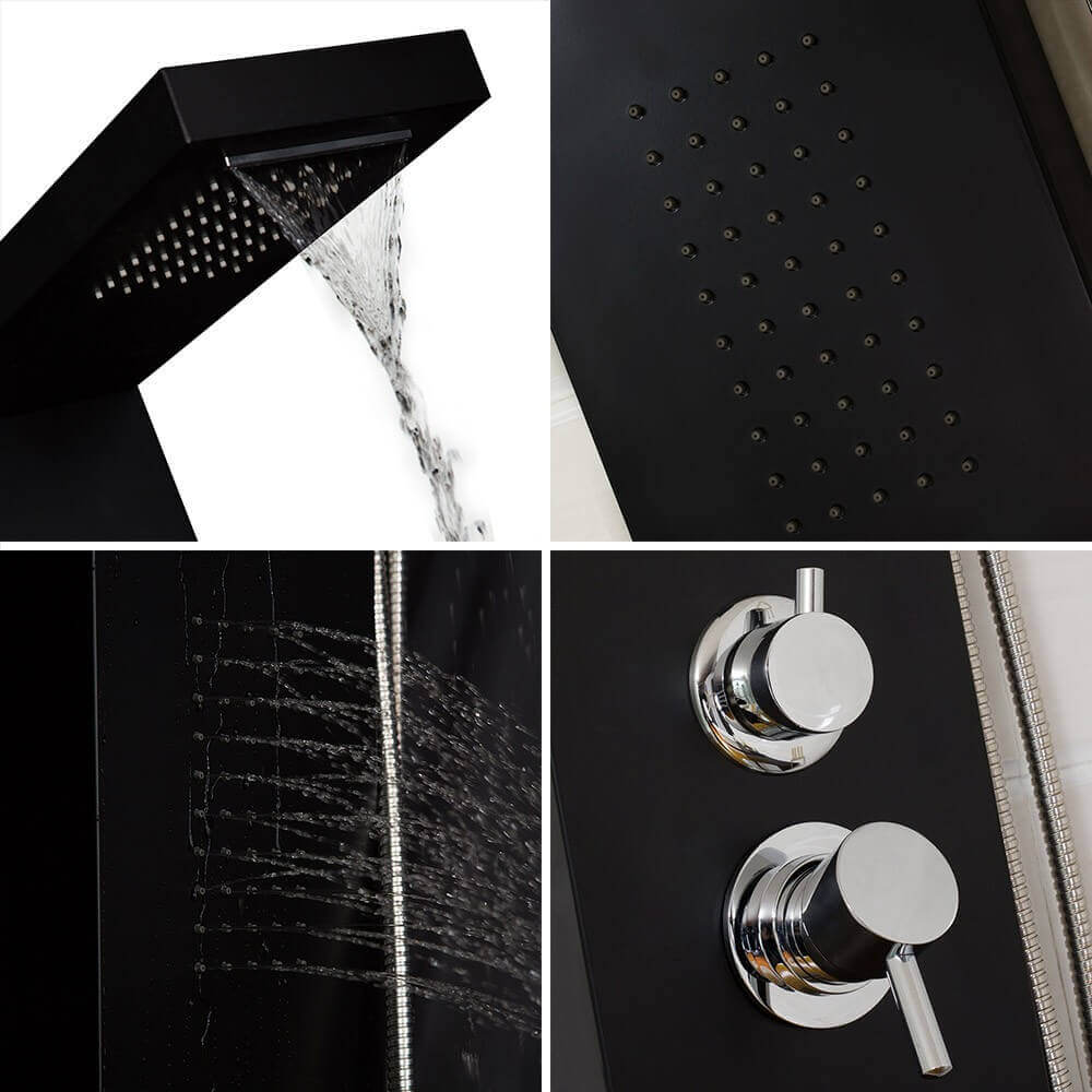 Duschpaneel mit Regendusche CASCATA – Schwarz