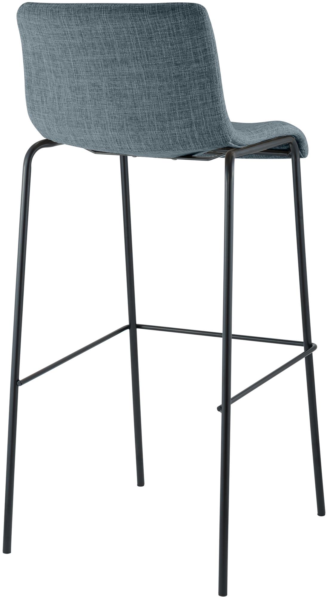 2er Set Barhocker Hoover Stoff 4-Fuß Gestell schwarz, blau