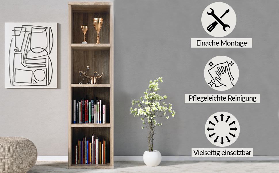 Bücherregal Skylar Eiche 106x30x30cm