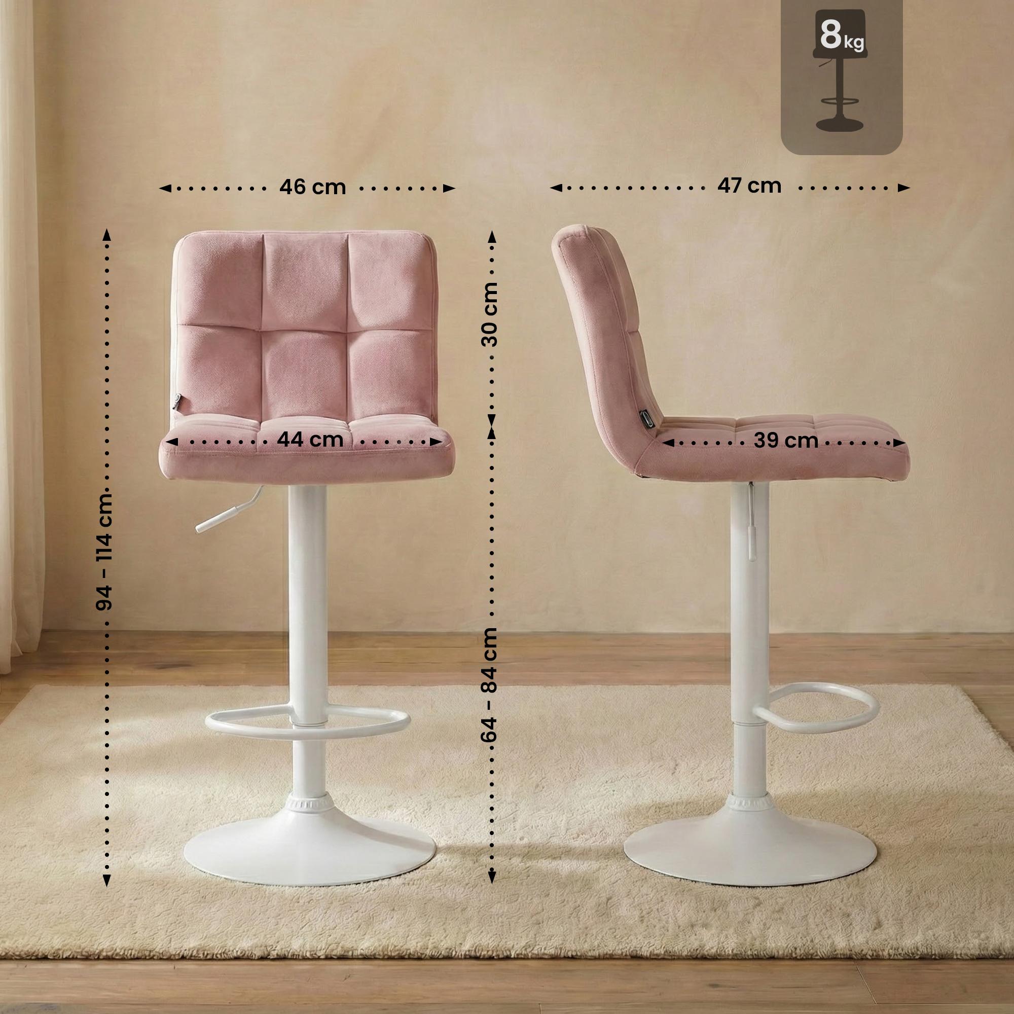 2er Set Barhocker Peru Samt weiß, rosa