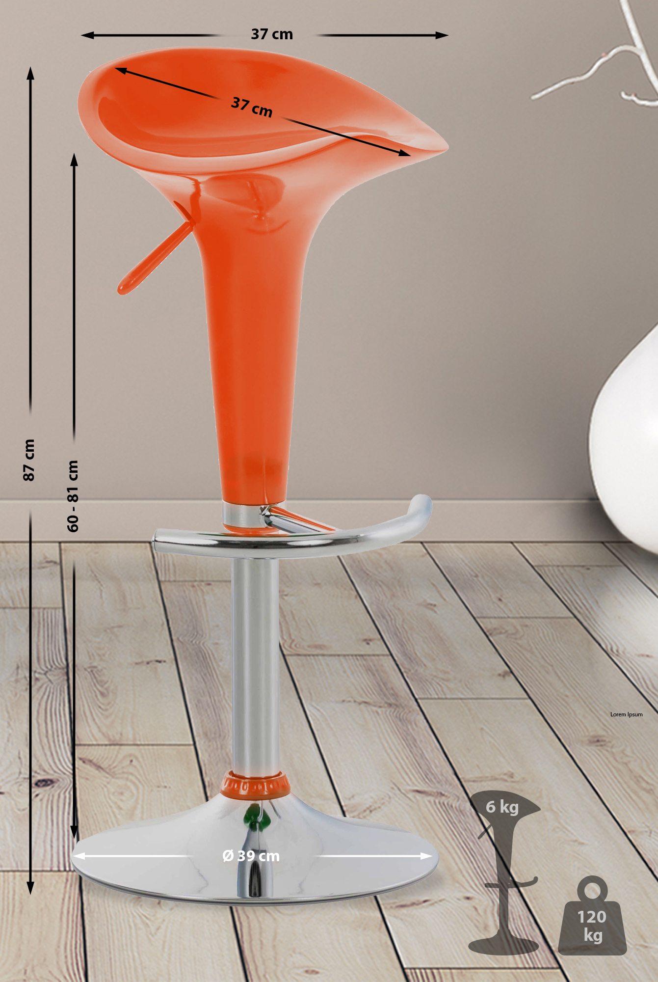 Barhocker Saddle, orange