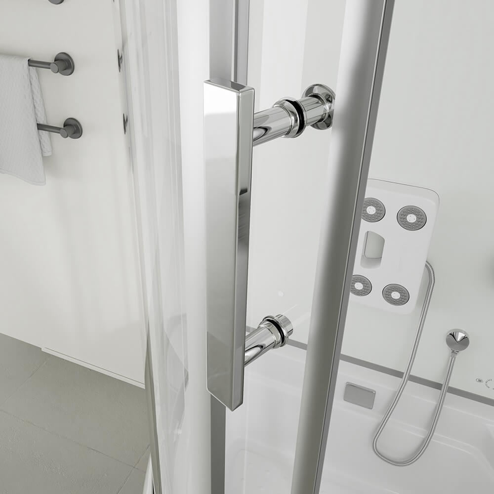 Duschkabine mit Badewanne ALLIN 2IN1 - 170 x 90 Weiß Links
