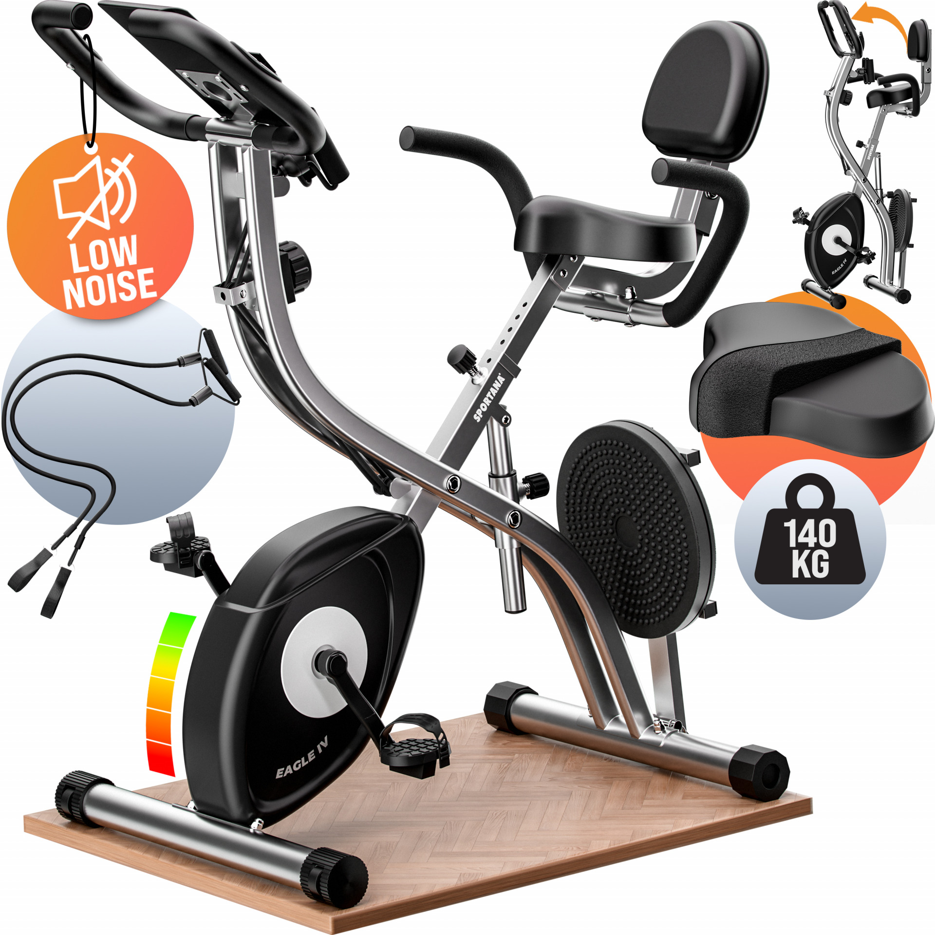 Heimtrainer Fahrrad Eagle 4 Pulssensoren App kompatibel