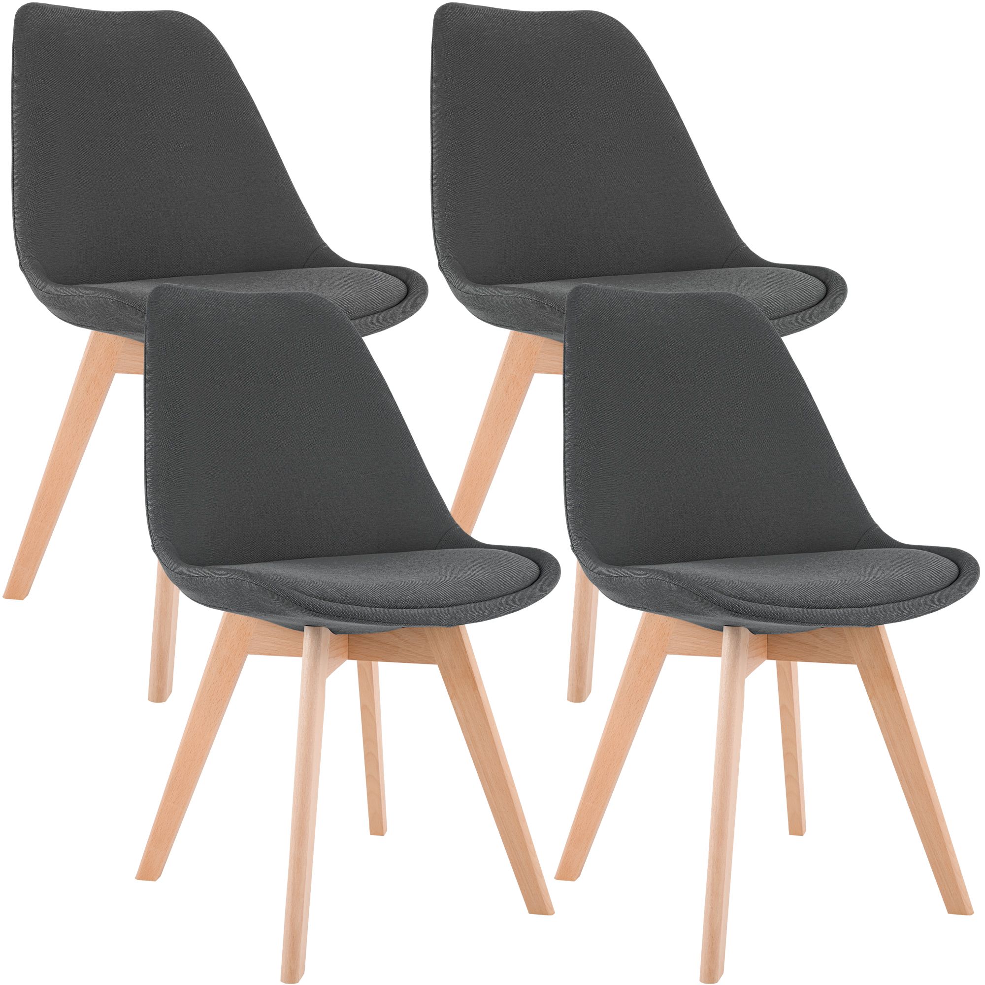 4er Set Stuhl Linares Stoff, grau