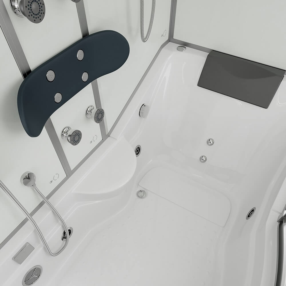 Dampfdusche mit Whirlpool ALLIN 4IN1 - 170 x 90 Weiß Links