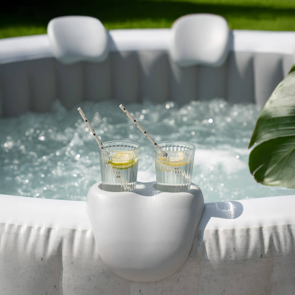 Outdoor Whirlpool inkl. Kissen, Getränkehalter und Sonnendach SPLASH - Ø208 cm 6 Personen Beton