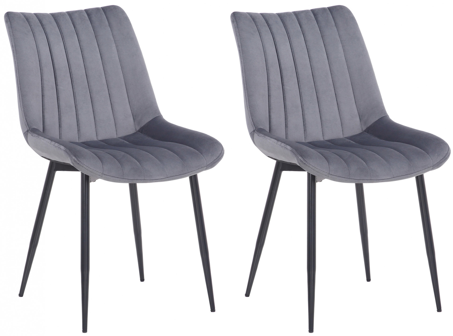 2er Set Stühle Rahden Samt, grau